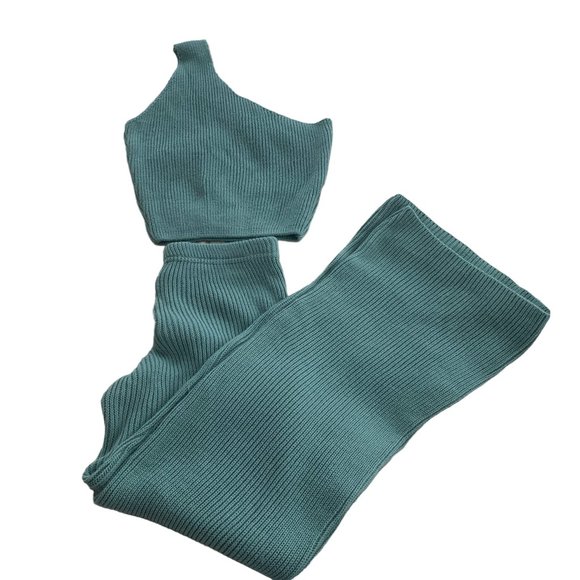 Nasty Gal Teal Ribbed Pantsuit - Picture 4 of 4